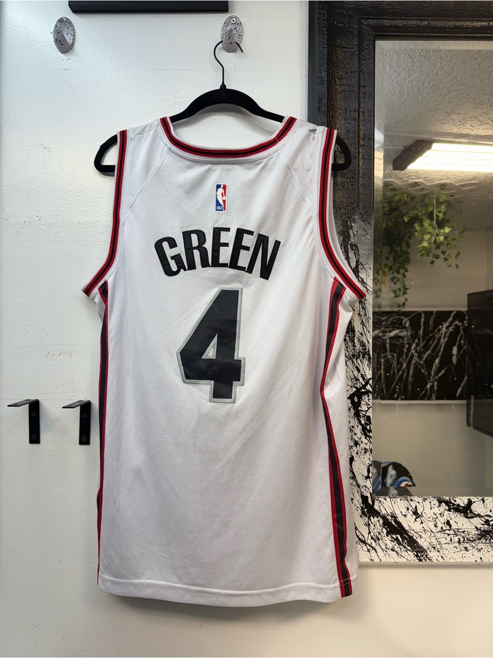 Nike Nba Jalen Green White Basketball Jersey with Red and Black H-Town Graphic - Picture 3 of 5